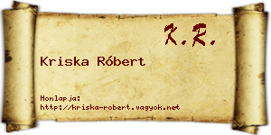 Kriska Róbert névjegykártya
